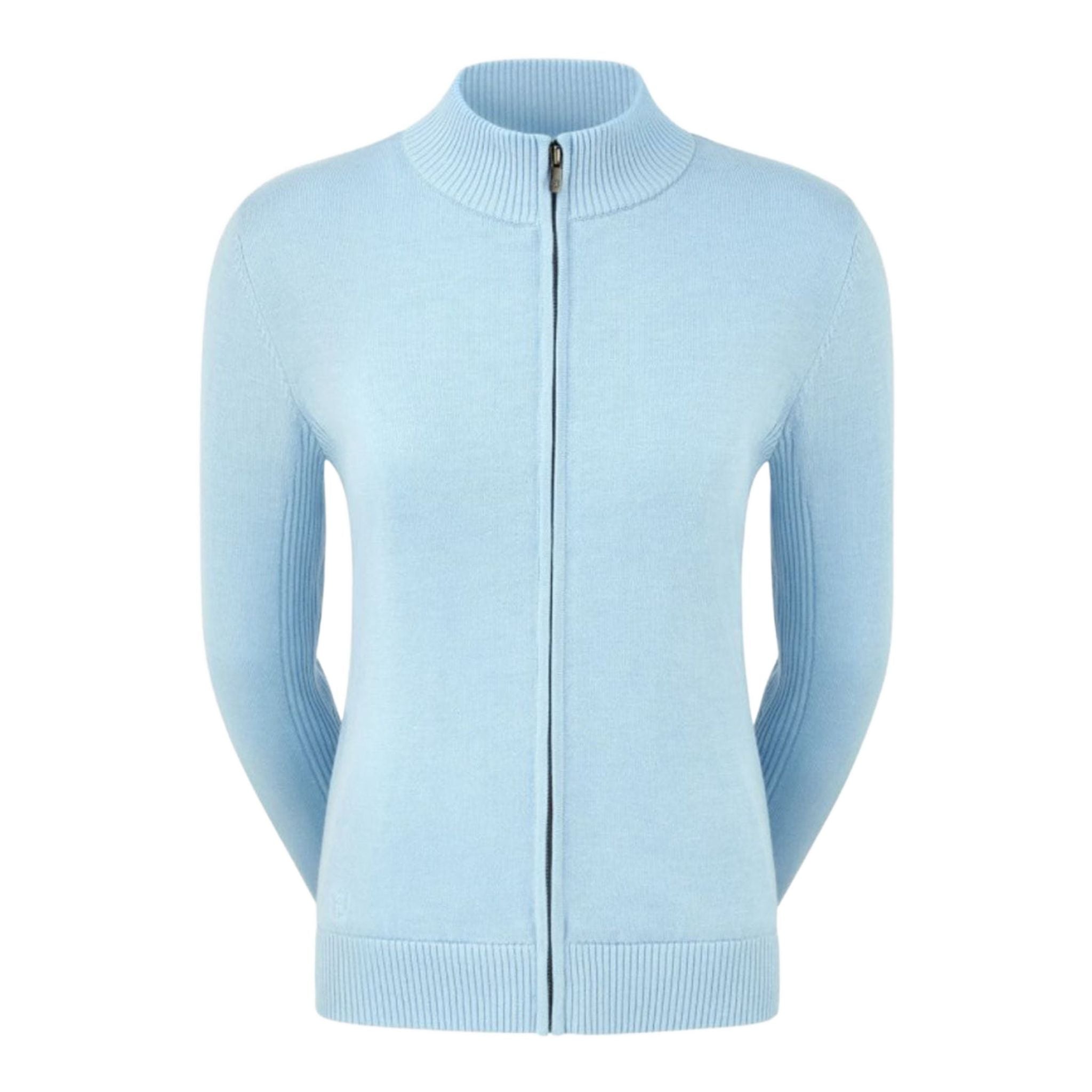 Footjoy W Full Zip Lined Wool Blend Pullover Sky Blue Damen
