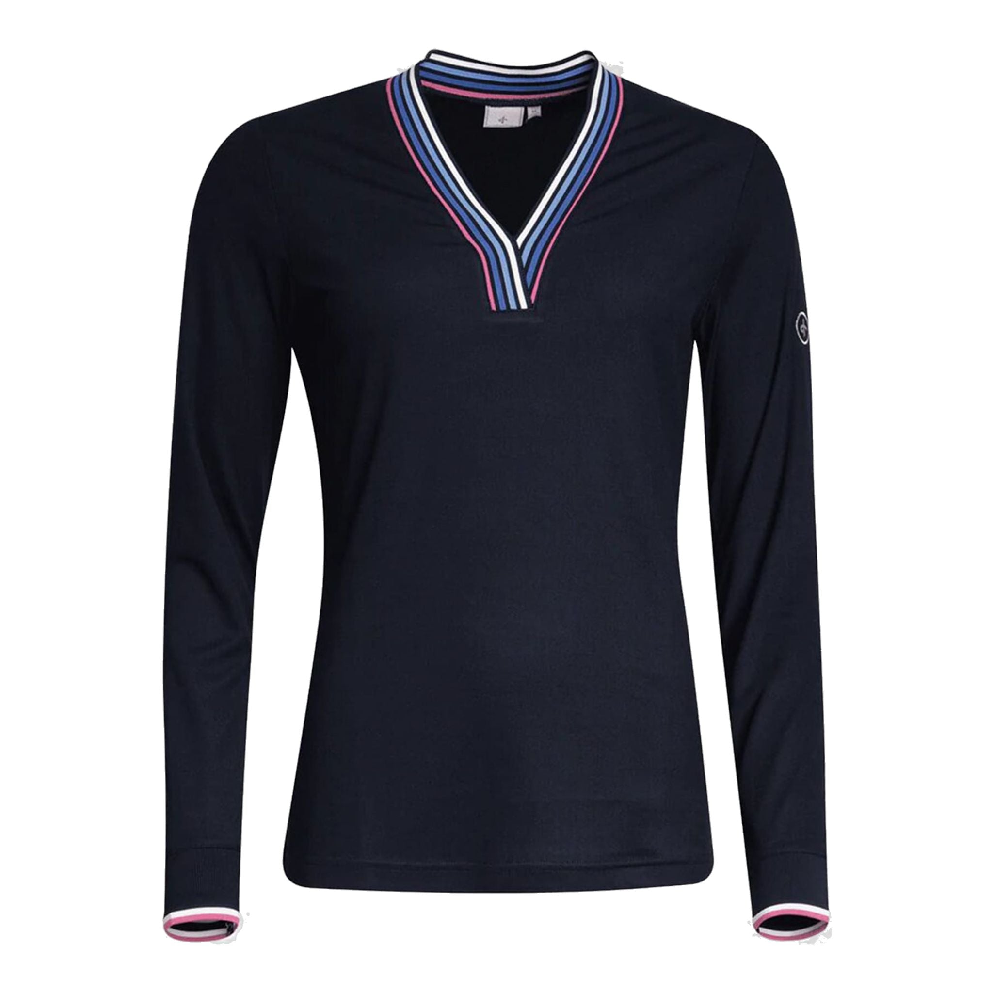Cross Sportswear W Polo LS Stripe Navy Damen