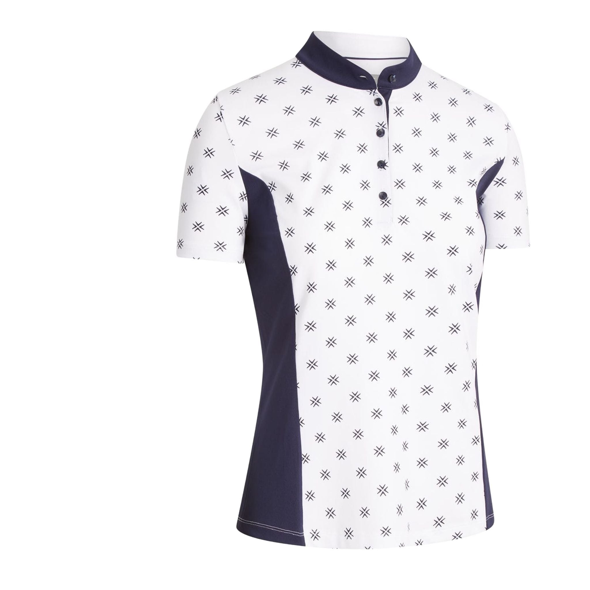 Callaway W Chev Floral Print SS Polo Brilliant White Damen