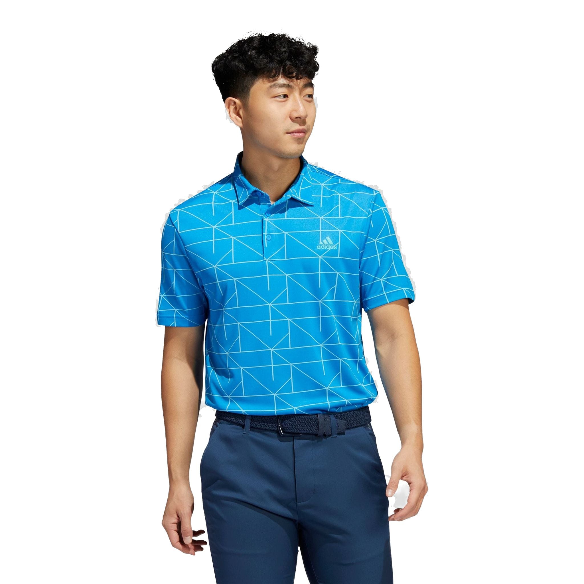 Adidas M Polo Jaquard Lines Blue Rush/Semi Mint Rush Herren