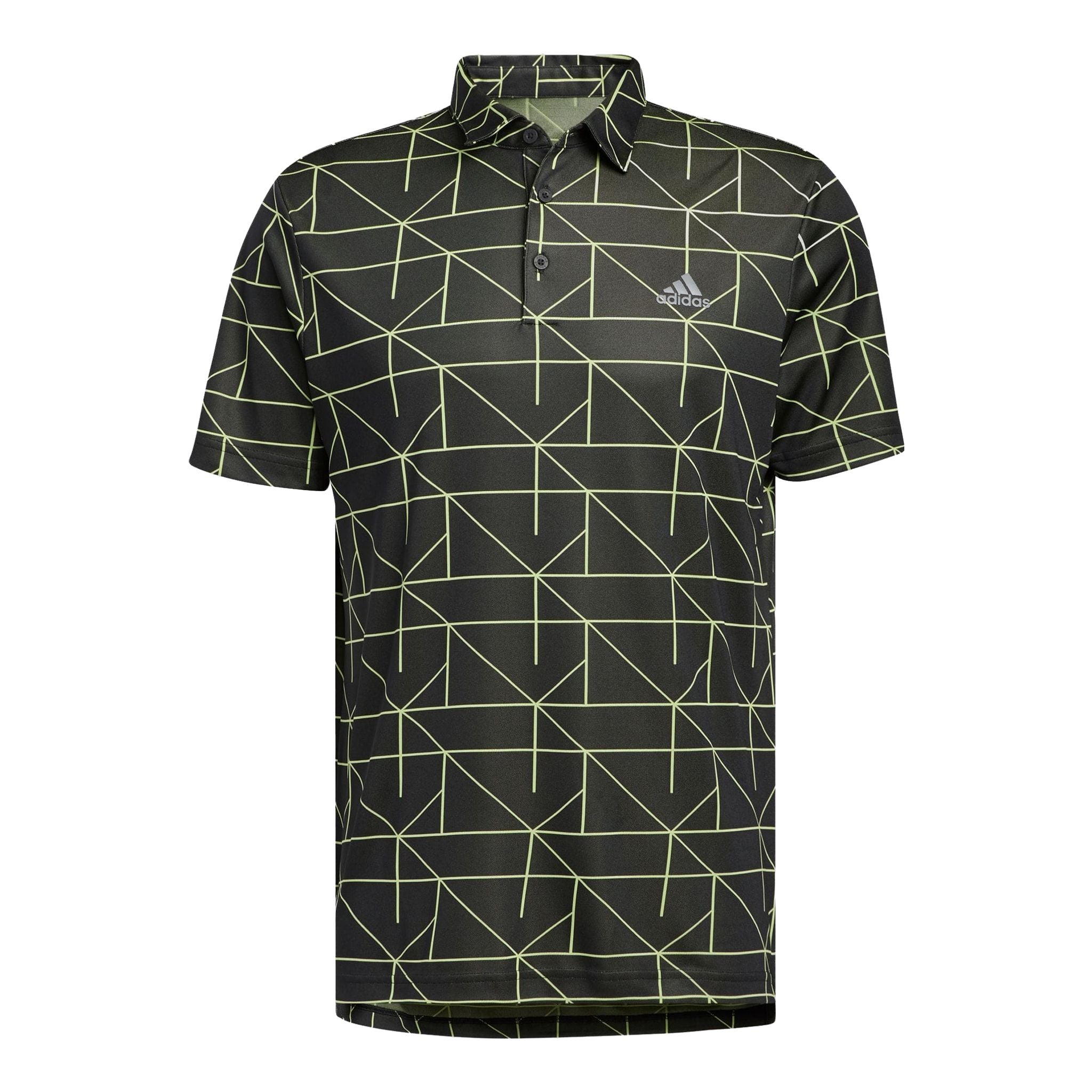 Adidas M Polo Jaquard Lines Schwarz/Pulse Lime Herren