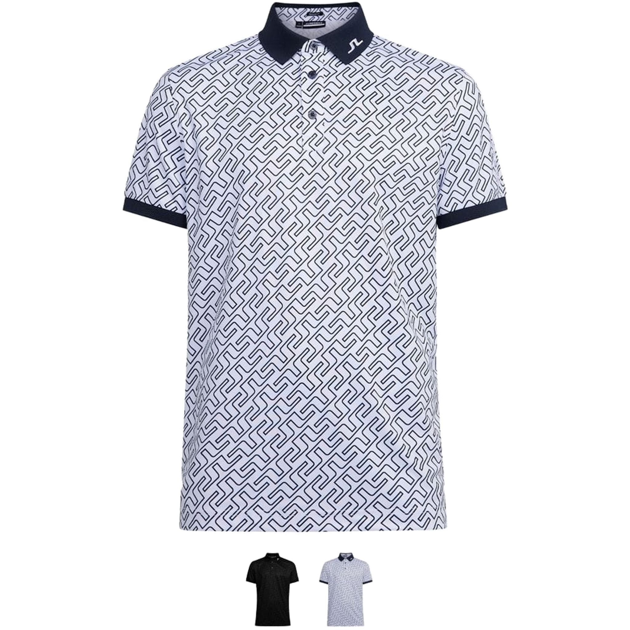 J. Lindeberg M Tour Tech Reg Fit Print Polo JL Navy Bridge Mono Herren