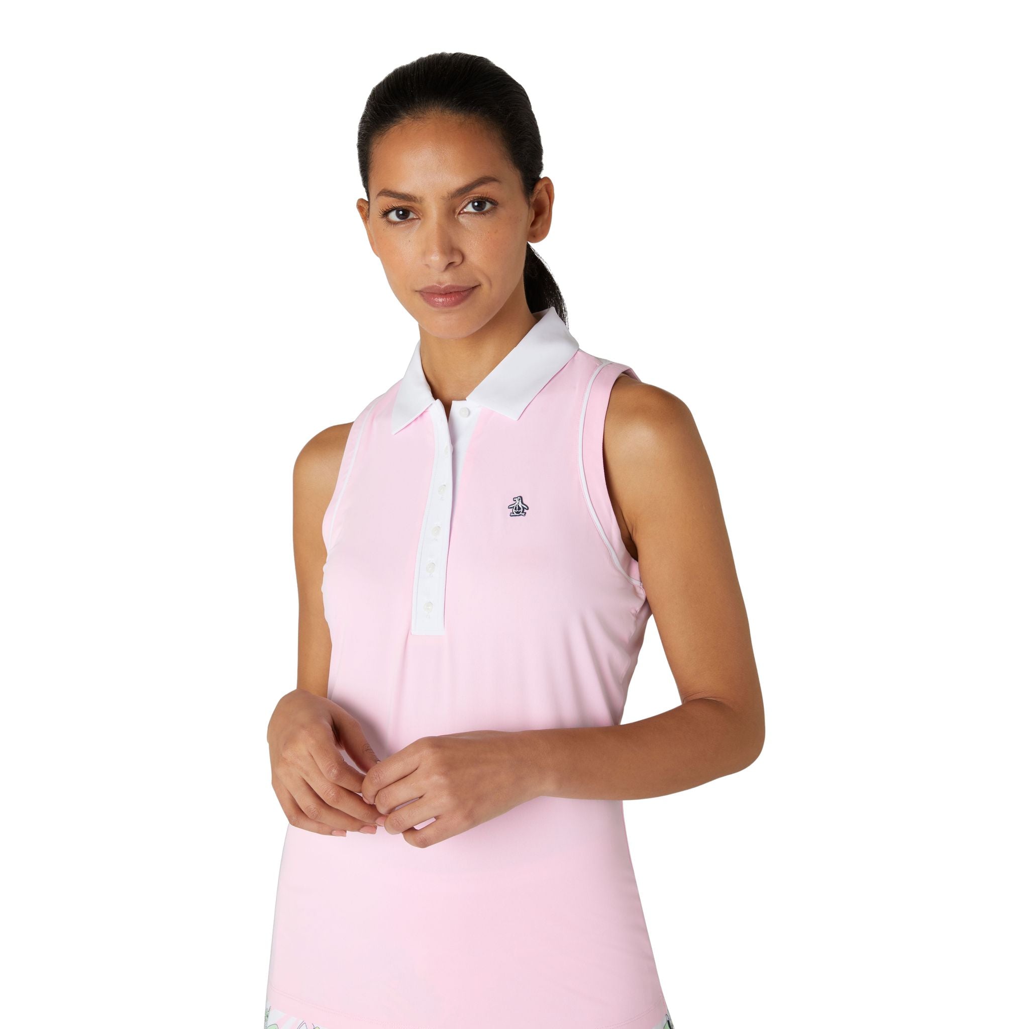 Original Penguin Sleveless Colour Block Meshback Polo Damen