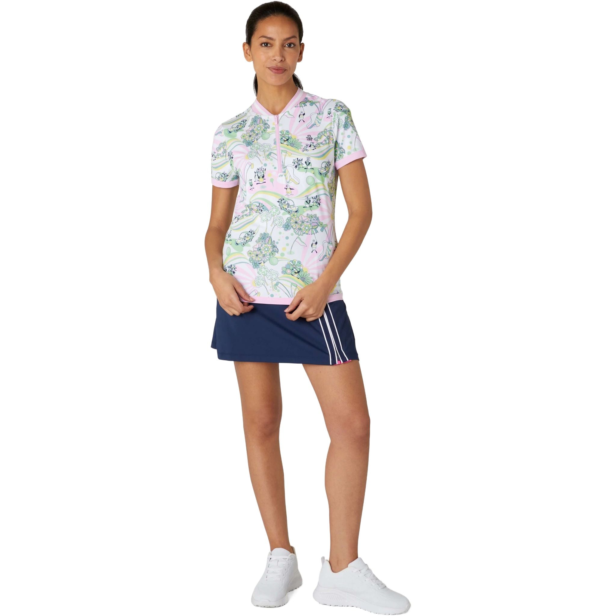 Original Penguin Groovy Pete Printed Zip Polo Damen