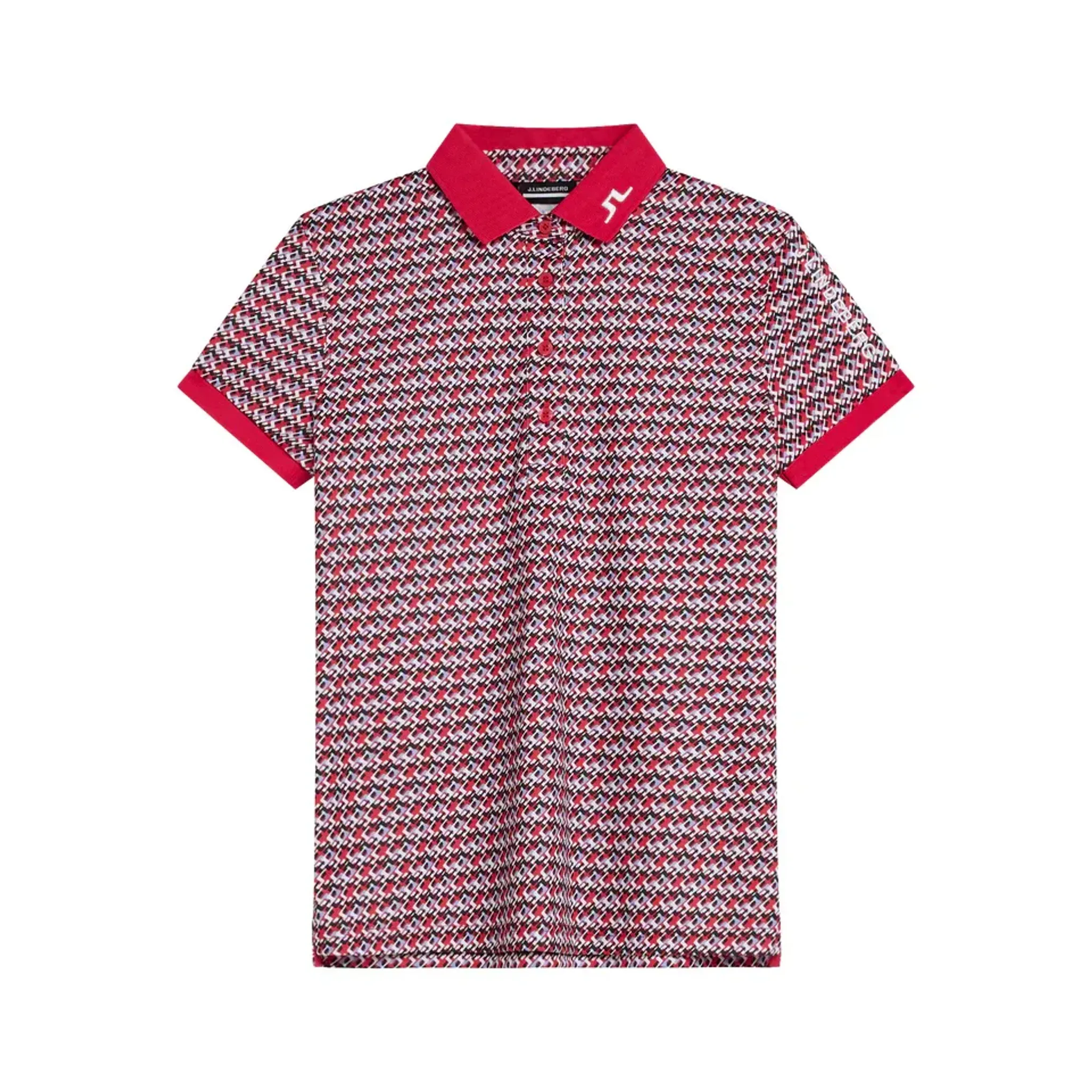 J. Lindeberg Tour Tech Print Polo Dámské JLMicro Bridge Rose Red Dámské