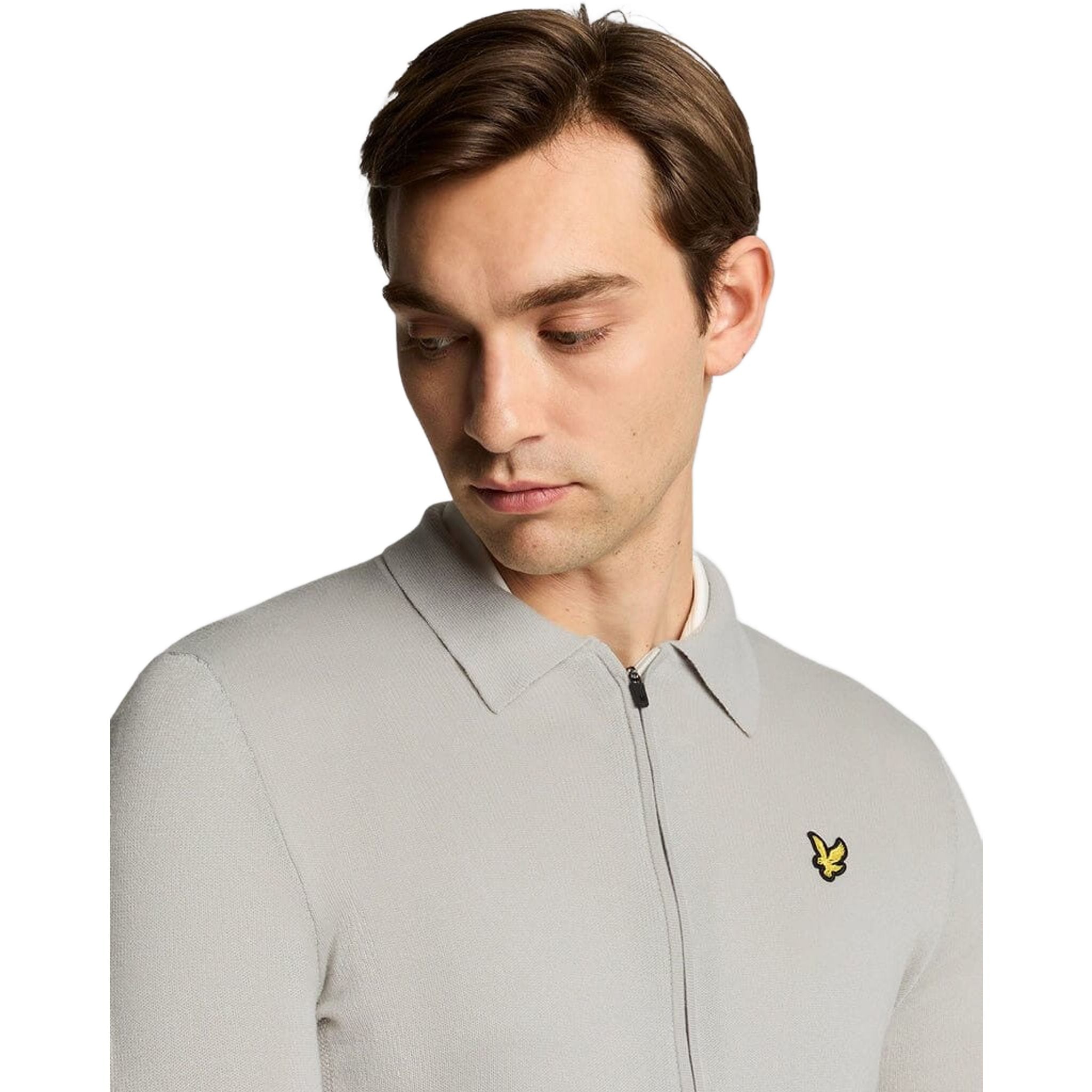 Pánský kardigan s lehkým pleteným límečkem Lyle & Scott
