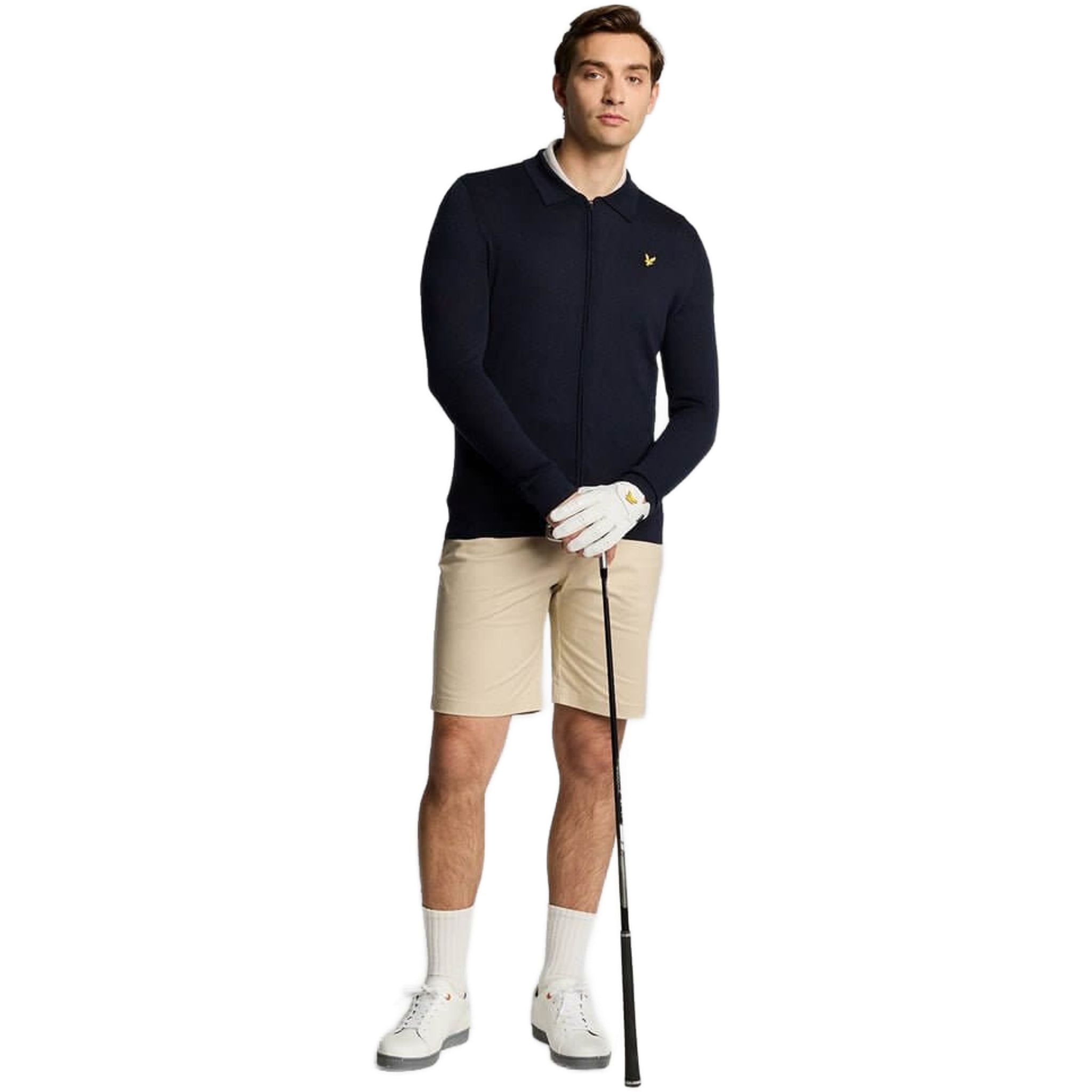 Pánský kardigan s lehkým pleteným límečkem Lyle & Scott