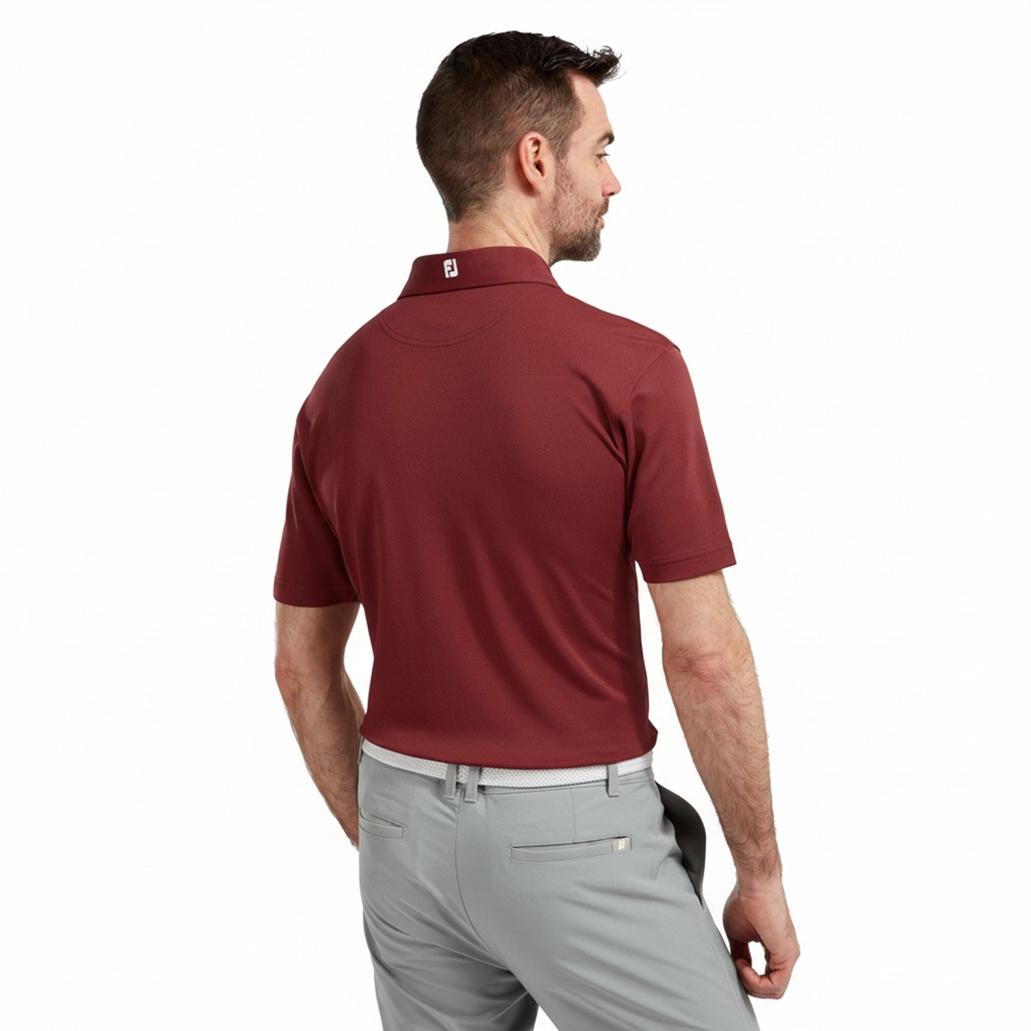 Footjoy Pique Solid Polo Maroon "DCC"-Logo M Herren