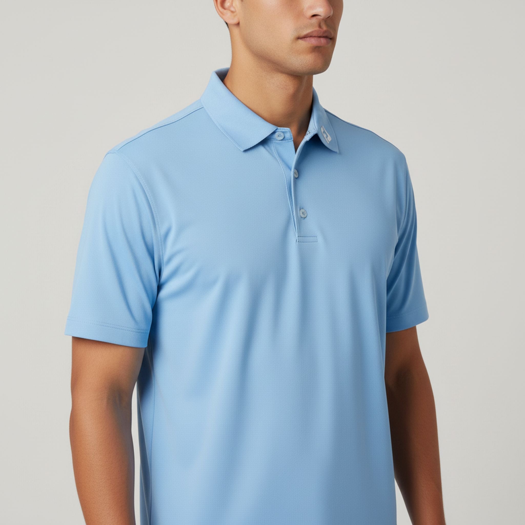 Footjoy Stretch Pique Solid Polo Hellblau "DCC"-Logo S Herren