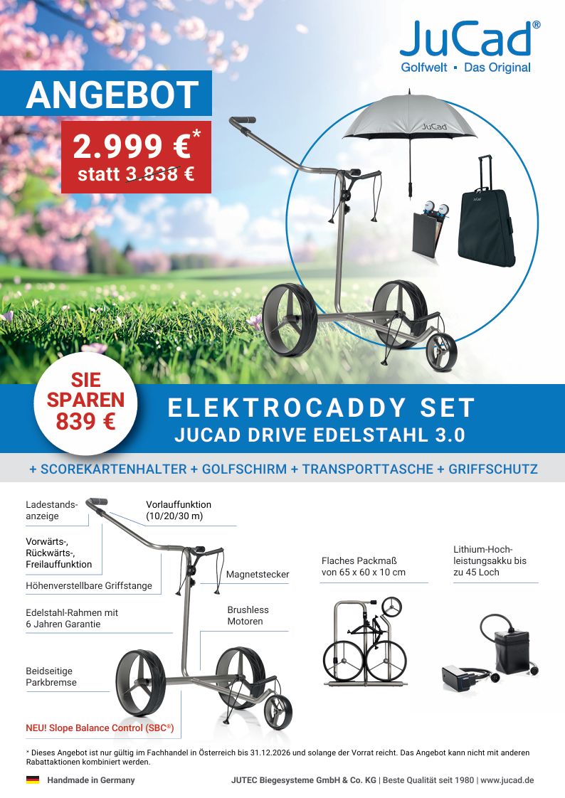 JuCad Drive 3,0 Edelstahl Elektrocaddy Set