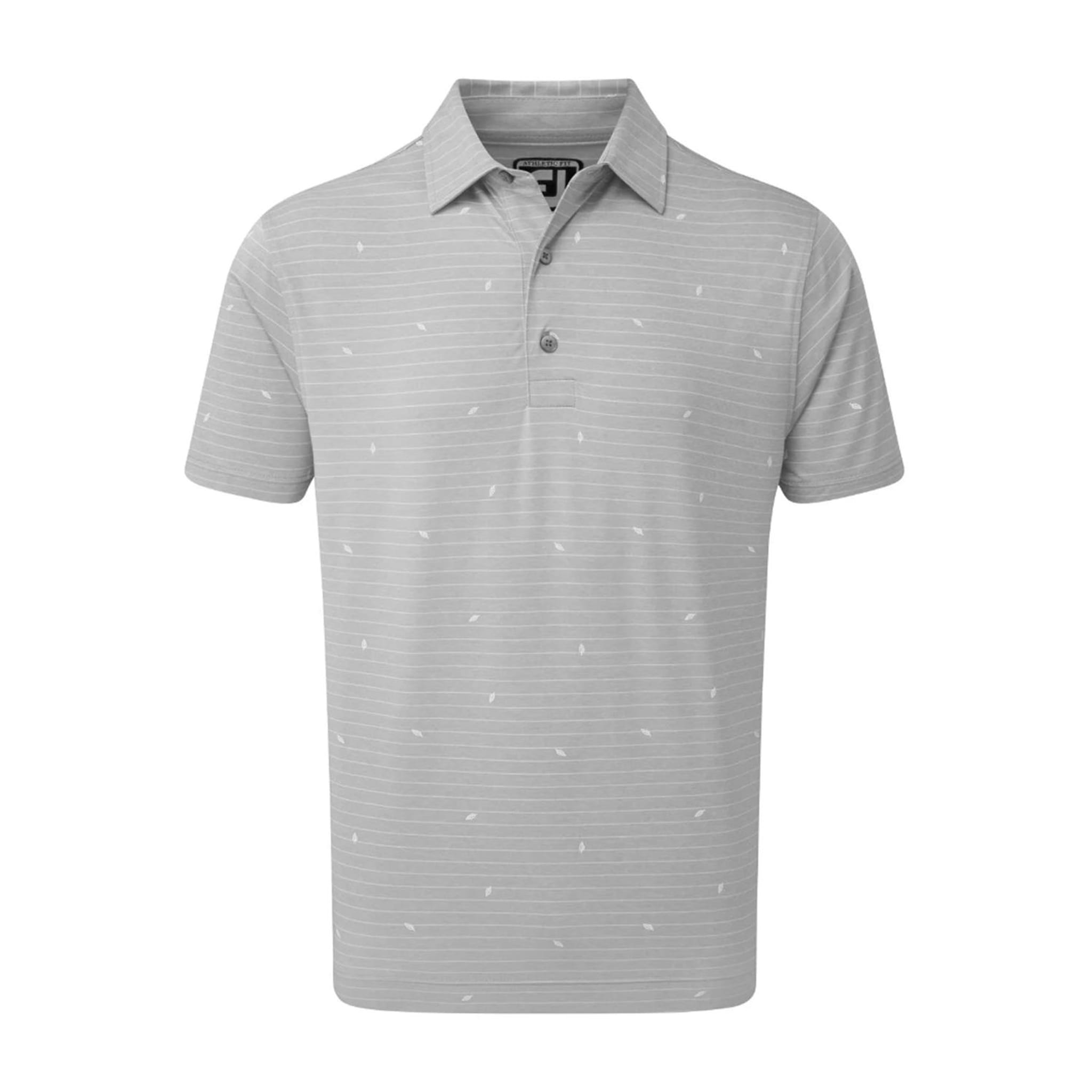 Footjoy M Lisle Stripe Leaf SS Polo Grey/White Herren