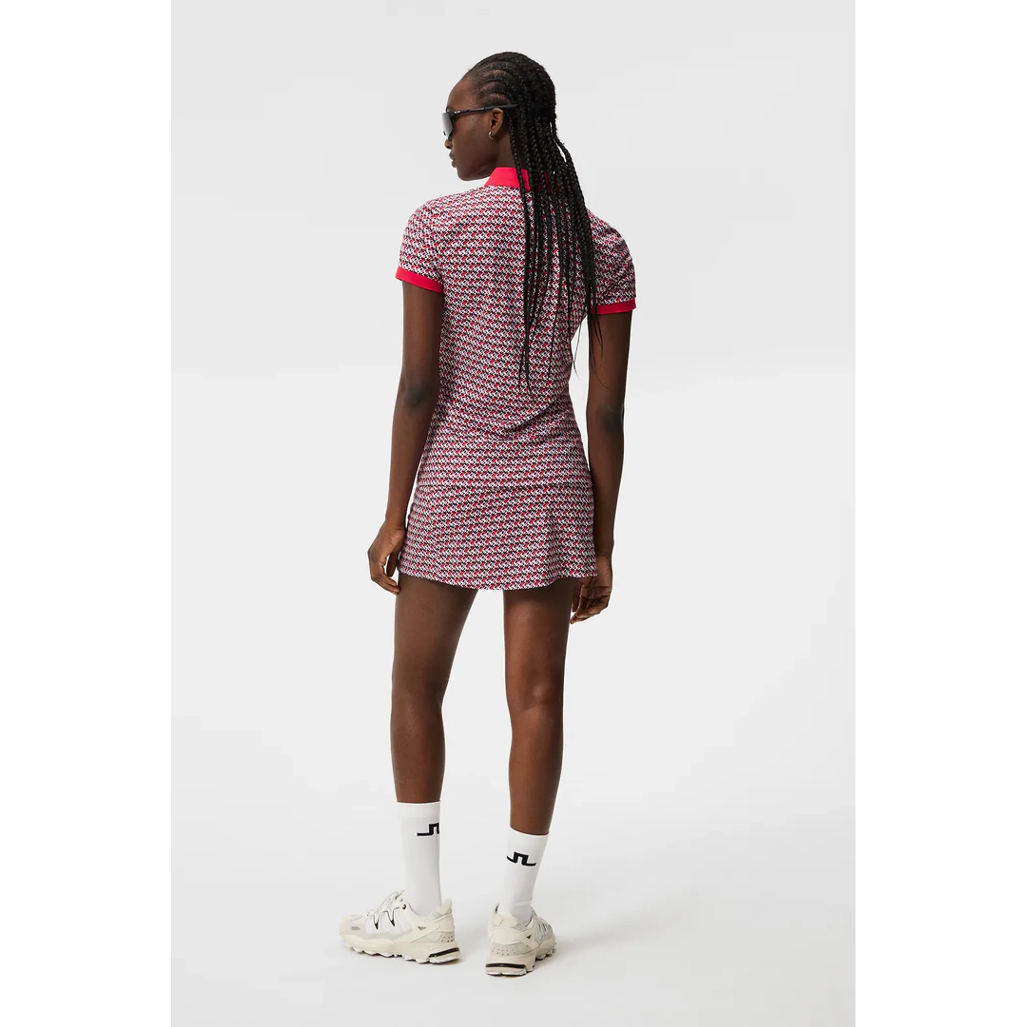 J. Lindeberg Tour Tech Print Polo Dámské JLMicro Bridge Rose Red Dámské