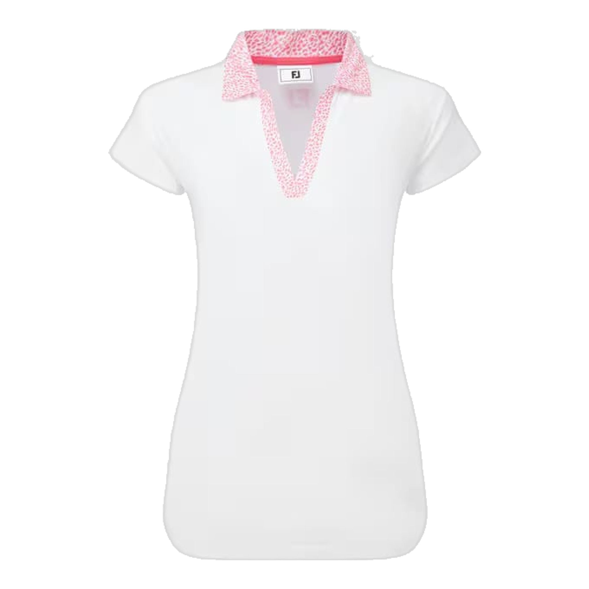 Footjoy Cap Sleeve Print Trim Lisle Polo Damen