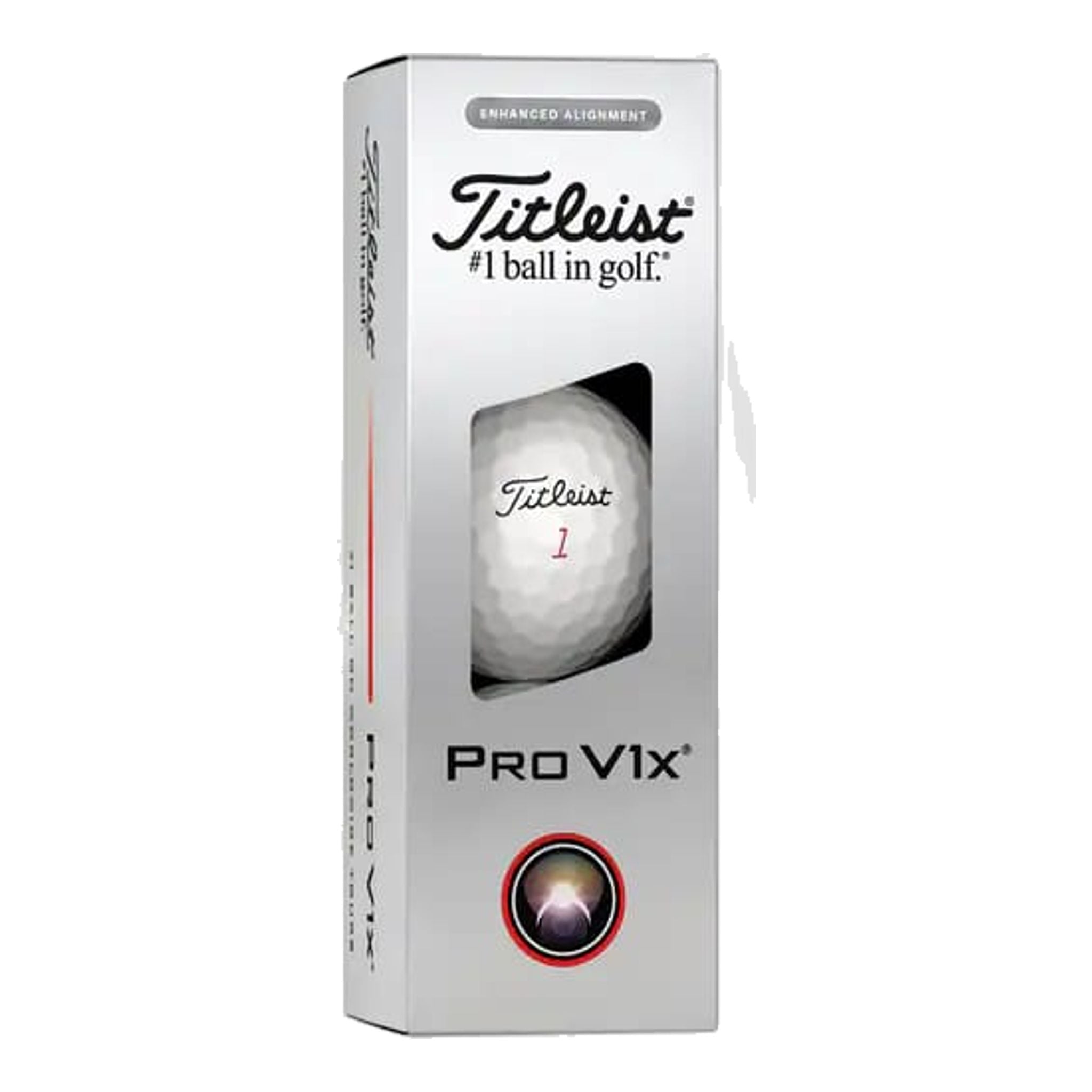 Golfové míčky Titleist Pro V1x Elongated Alignment (2025)